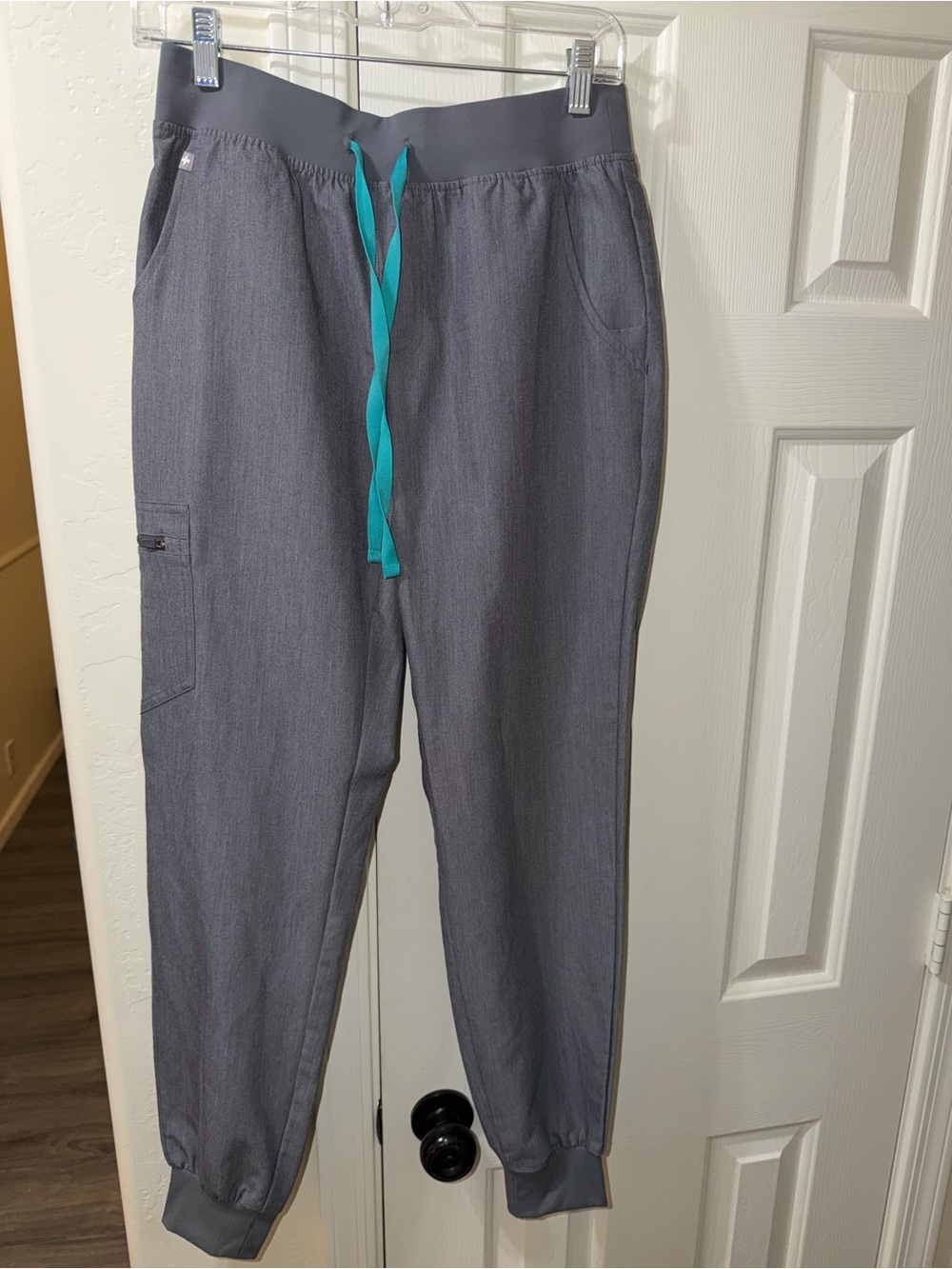 Figs Women’s Gray Joggers with Teal Drawstring